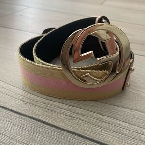 Authentic Gucci Women's Belt in Gold and Pink